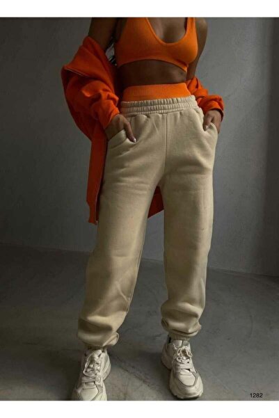 Pafi Moda Γυναικεία αθλητική φόρμα μπεζ υψηλής ποιότητας - Ελαστικό πόδι