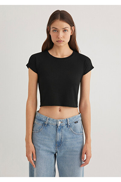 Mavi Černé pruhované základní tričko Crop / Krátký střih 168382 -25745