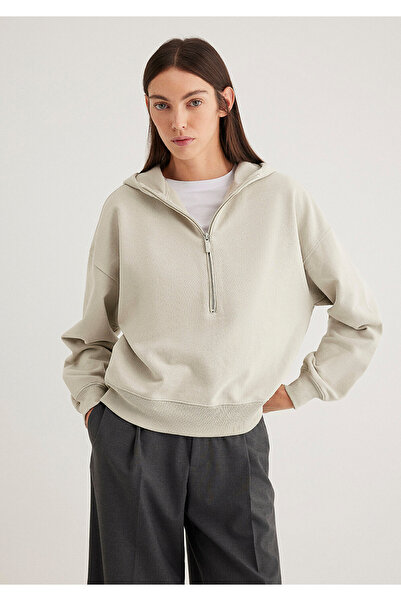 Mavi Γκρι φούτερ με ημιφερμουάρ 1S10327-70082