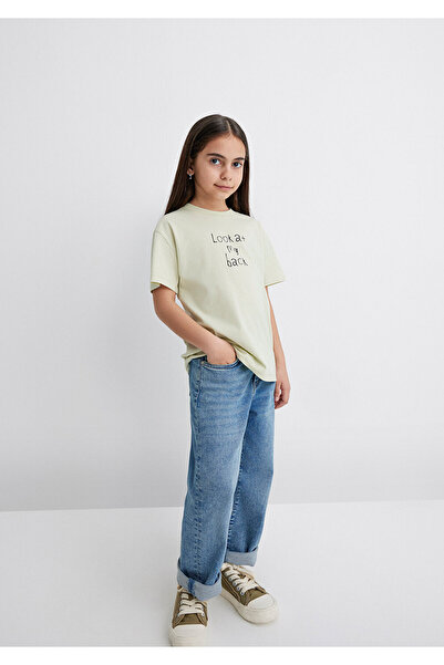 Mavi تي شيرت أخضر بطبعة خلفية فضفاضة / فضفاضة مريحة 7610282 -71664