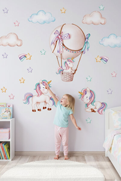 Kt Grup Muhteşem 3'lü Unicornlar 125 Parça Mega Kız Çocuk Odası Duvar Sticker Seti