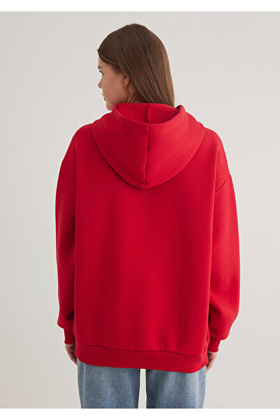 Mavi Logo Baskılı Kapüşonlu Kırmızı Sweatshirt 1600361-86417