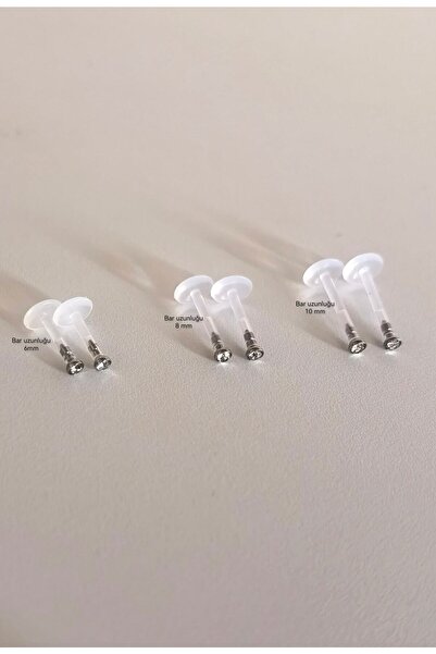 Bylin Nokta Zirkon Taşlı Bioplastik Piercing Set- 2 Adet Piercing