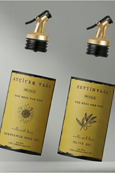 BÜYÜLÜ HOME Gold Zeytinyağı Ayçiçek yağı Etiketi Ve Gold tıpa Yağdanlık tıpası