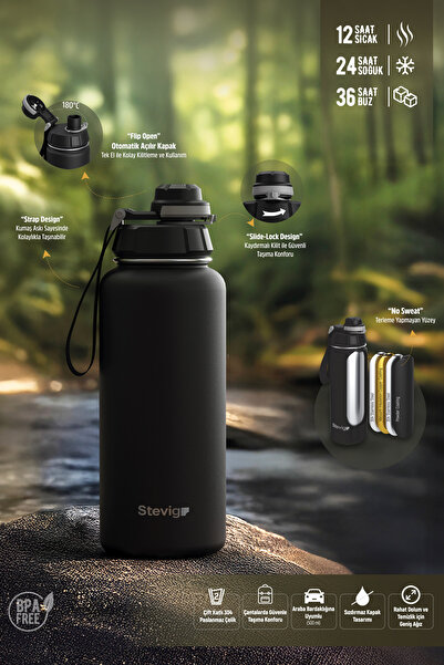 Stevig 1 Hand Leak-Proof Steel Thermos 1000 ml Star White St-213