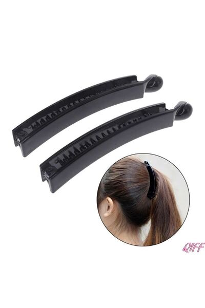 MutluBiDünya Vintage İki Adet Siyah Düz Muz Toka Küçük Boy 8 cm