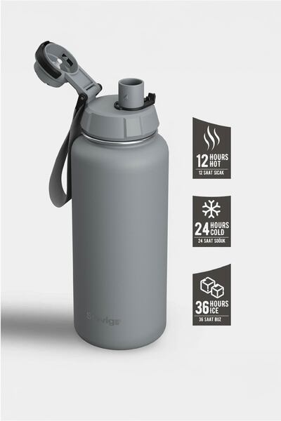 Stevig 1 Hand Leak-Proof Steel Thermos 1000 ml Gray St-214