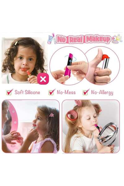 fulina Girl's Game Makeup Bag,Fake Makeup Set,Non-toxic Cosmetic Toy,With Storage Box,Durable,Washable