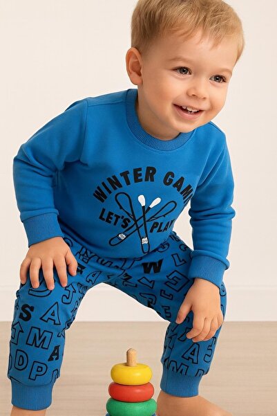 poplinçocuk Cemre Bebe %100 Pamuk Organik Erkek Çocuk Uzun Kollu 2'li Pijama Takımı