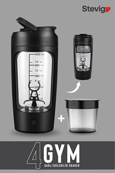 Stevig 4 Gym Şarj Edilebilir Elektrikli Protein Shaker 650 Ml Black ST-225