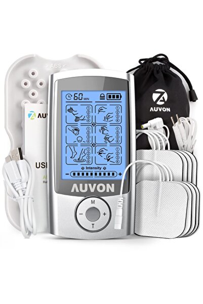 AUVON جهاز تحفيز العضلات الكهربائي عبر الجلد (TENS) القابل لإعادة الشحن، 24 و...