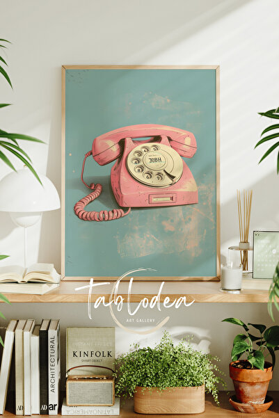 tablodea Pictură retro cu telefon în ramă, Pictură decorativă modernă, Pictur...