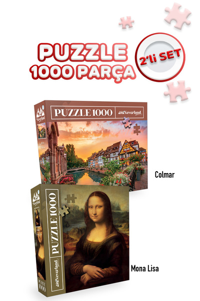 Neverland 2 ADET 1000 PARÇA PUZZLE- MONA LISA VE COLMAR