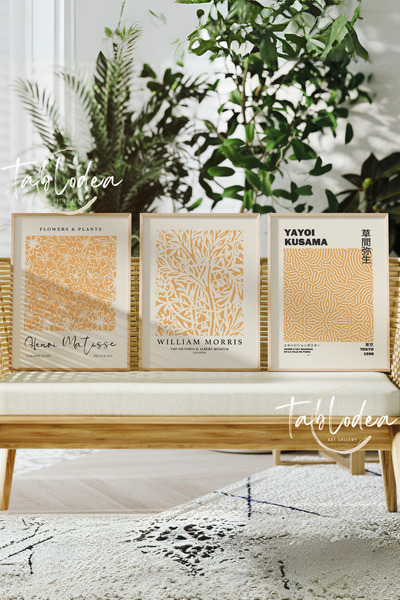 tablodea Bohem Minimalist 3'lü Set Çerçeveli Poster Tablo, İskandinav Tablo, ...