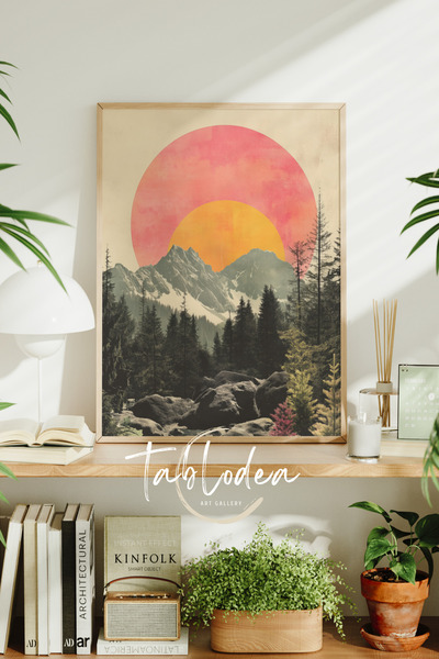 tablodea Pictură poster înrămată retro suprarealistă, pictură decorativă mode...