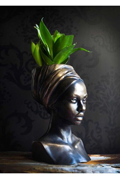 Yaratıcı sanatlar atölyesi El Yapımı Canlı Renklerde Siyahi Kadın Taş Saksı V...