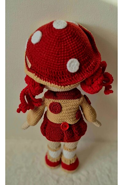 handmadeproducts Papușica Ciupercuta de dimensiune medie, aprox. 40 cm, croșetată integral manual, bumbac
