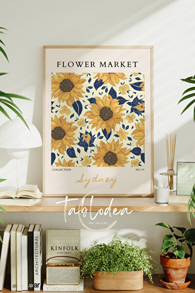 tablodea Poster vintage cu floarea-soarelui, pictură decorativă retro minimal...