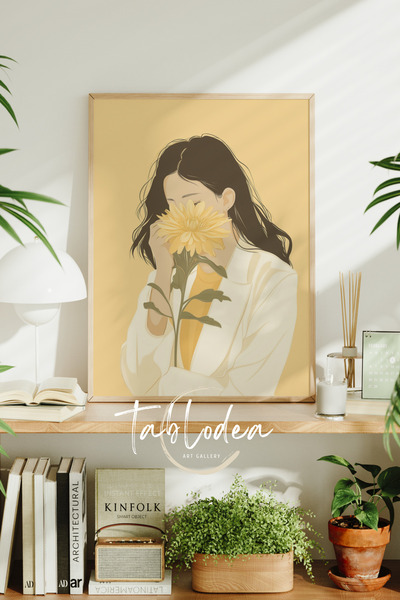 tablodea Πίνακας με κορνίζα με θέμα τη Μποέμ Γυναίκα, Μοντέρνος διακοσμητικός...