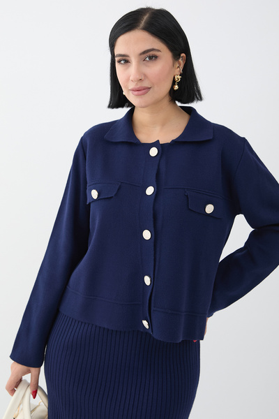 InStyle Синій трикотажний костюм з піджаком