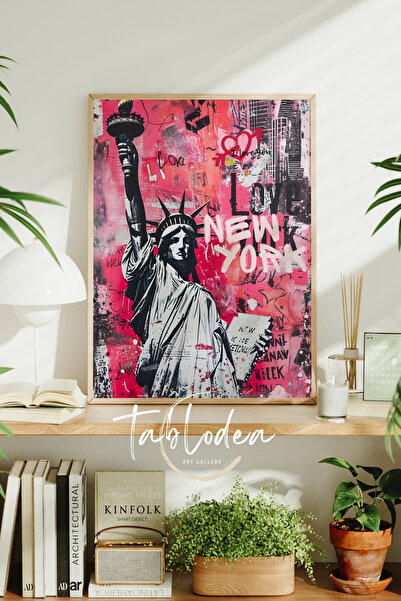 tablodea Pictură cu poster înrămat în stil retro New York, Pictură decorativă...