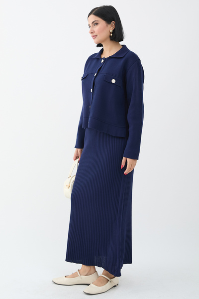 InStyle Синій трикотажний костюм з піджаком