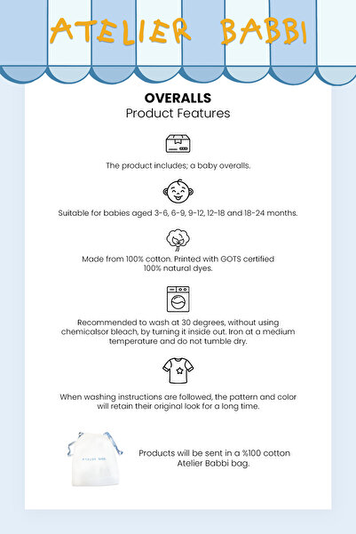 Atelier Babbi 100% Cotton Salopet - Toile De Jouy / Beige