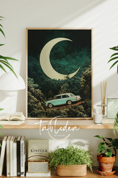 tablodea Pictură poster retro suprarealistă înrămată, ilustrație futuristă de...
