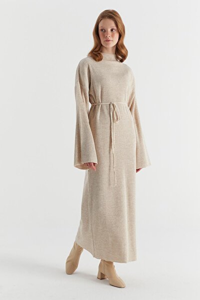 MARKALİSTE Beige Knitwear Dress - Rope Belt Detailed
