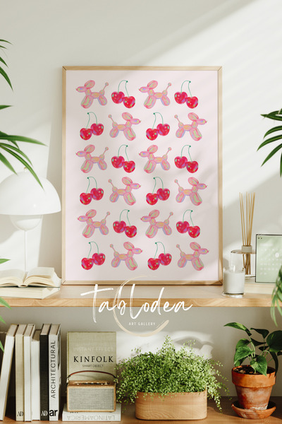 tablodea Poster înrămat cu model de cireșe, în stil Pop Art, pictură murală c...