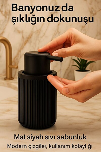MadaMelya Modern sıvı sabunluk mat çizgili