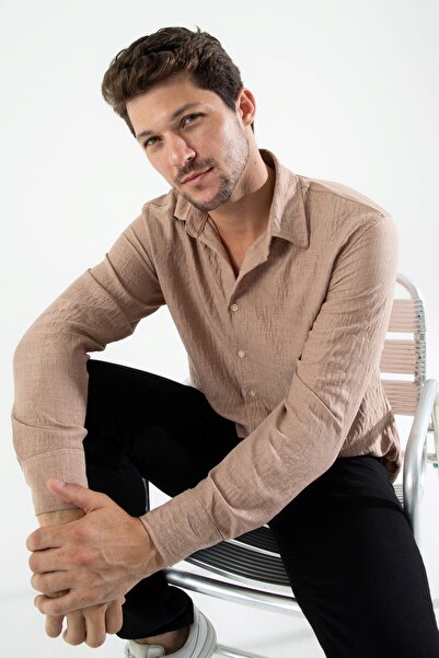 YXC Trend Maker Мъжка риза от вискоза с ленен плат в голям размер