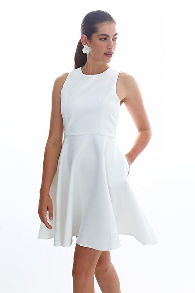 MARKALİSTE Μίντι Φόρεμα με Φούστα Λευκό