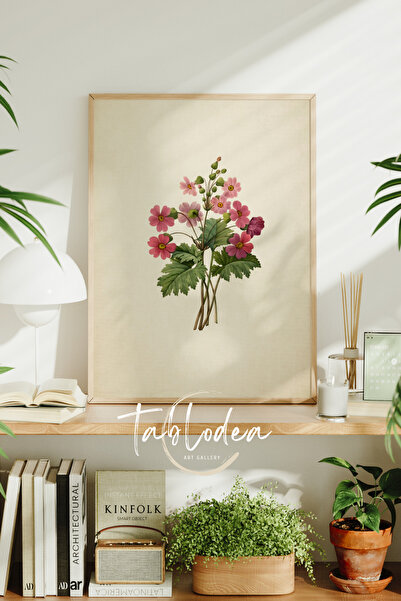 tablodea Pictură pe pânză cu flori de hibiscus vintage, înrămată, pictură dec...