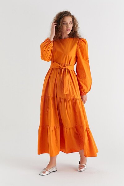 MARKALİSTE Balloon Sleeve Heidi Layered Dress - Orange