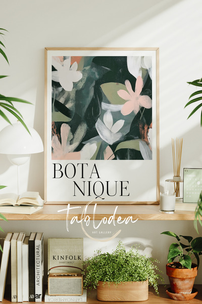 tablodea Tablou abstract floral boem înrămat, pictură murală modernă decorati...