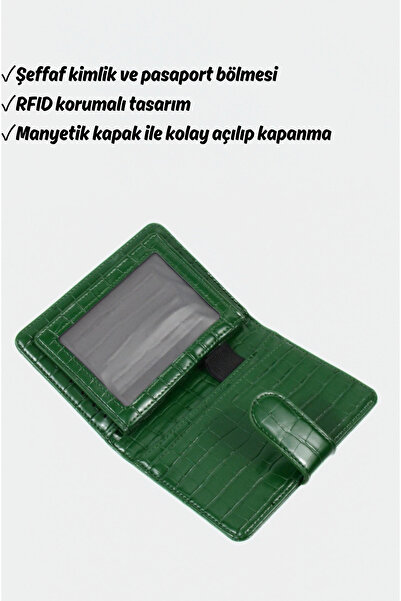 Mazel Design 763 Krokodil Desenli İthal Pasaport Kılıfı, Ruhsat Kılıfı, RFID korumalı