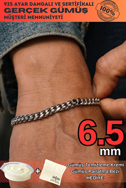 OSMANLI GÜMÜŞ 6,5mm Gurmet Model 925 Ayar Gümüş Erkek Kadın Bileklik Zincir