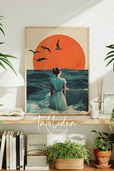 tablodea Pictură cu poster înrămat cu tematică marină și feminină suprarealis...