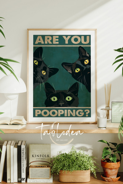 tablodea Tablou decorativ cu pisică, cu umor, pentru baie și toaletă, poster ...