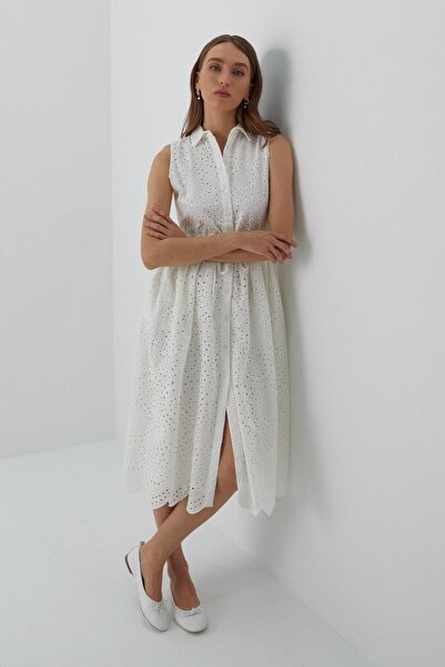 MARKALİSTE Броде безрукавка сорочка сукня біла