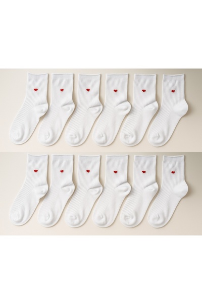 shefox 12 Pairs Women's Heart Pattern Seamless Toe Socks
