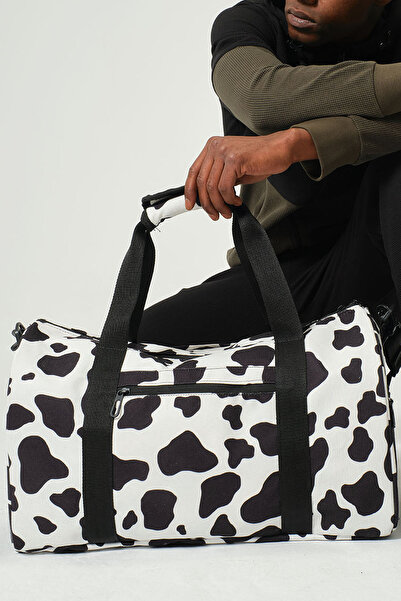 Miami Beach İnek Desenli Kilitli Unisex Seyahat Çantası - Kabin Boy El Valizi...