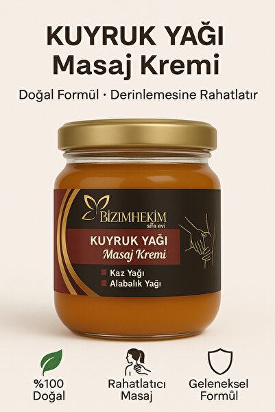 BİZİMHEKİM ŞİFA EVİ Kuyruk Yağı Kremi 240gr Cam Kavanoz %100 Doğal Güçlendiri...