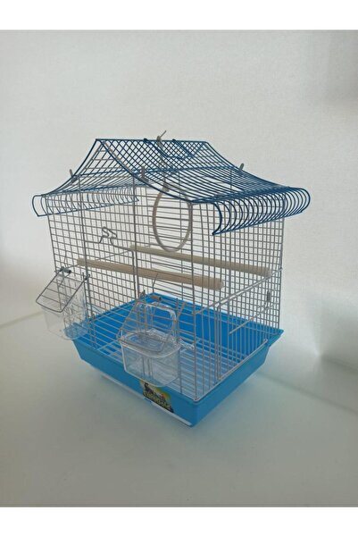Qh Pet Cage Qh Kuş Kafes Üçgen Çatılı 28x22x39 Mavi Muhabbet Kanarya