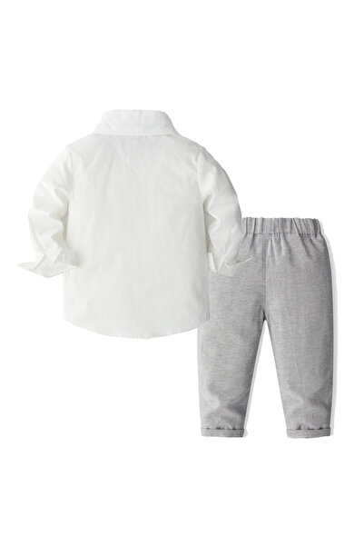 Kidohug Elegant boys' suit, white long-sleeved shirt, long pants and matching bow tie