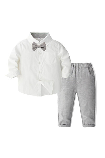 Kidohug Elegant boys' suit, white long-sleeved shirt, long pants and matching bow tie
