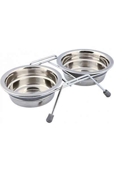Trixie Mama Su Kabı, Tıkırtısız, Paslanmaz Çelik, 2 x 0,25 lt/ø 11 cm, Gri