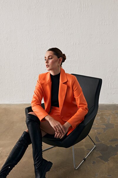 Sateen Шкіряна куртка з підкладкою - помаранчева