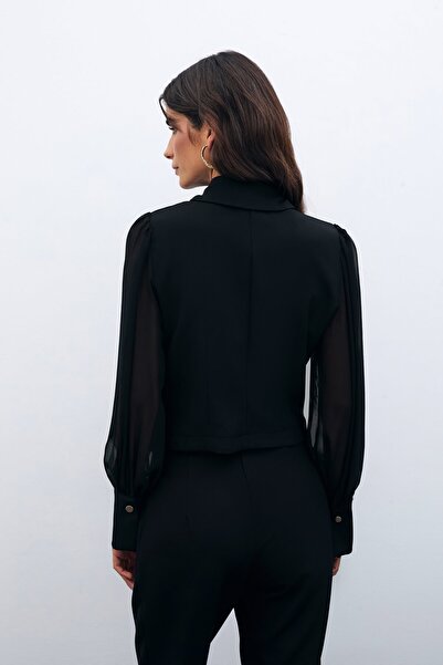 Sateen Cămașă cu mâneci din șifon